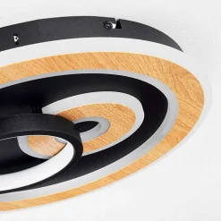 Plafonnier Xamontarupt Led Brun, Couleur Bois, Noir, 1 Lumiere, Telecommandes