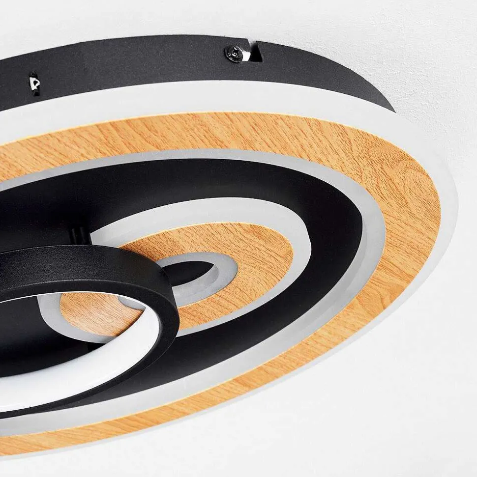 Plafonnier Xamontarupt Led Brun, Couleur Bois, Noir, 1 Lumiere, Telecommandes