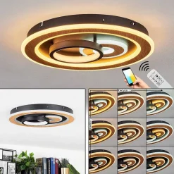 Plafonnier Xamontarupt Led Brun, Couleur Bois, Noir, 1 Lumiere, Telecommandes