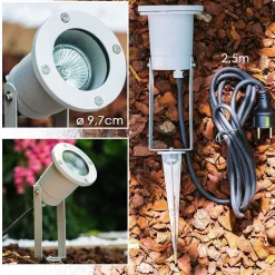 Projecteur De Jardin Pilsen Argente, 1 Lumiere