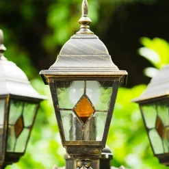 Reverbere Antibes Brun Dore, 3 Lumieres