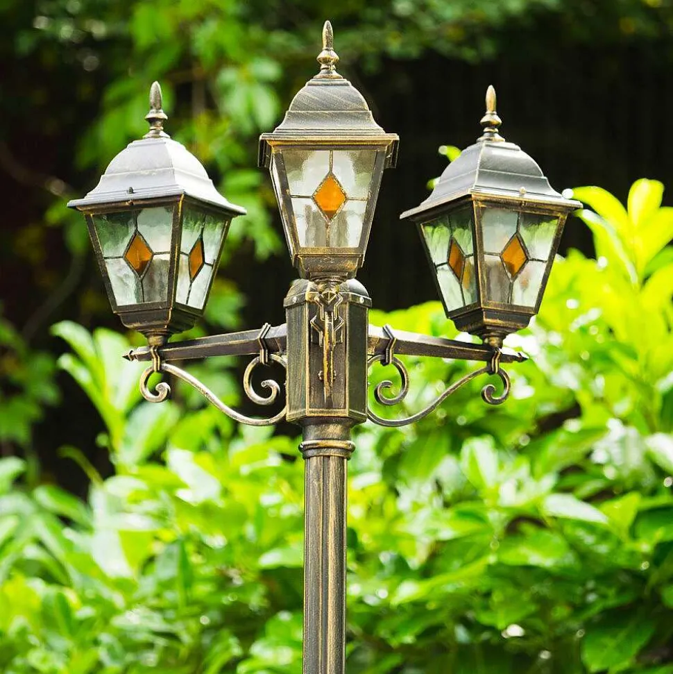 Reverbere Antibes Brun Dore, 3 Lumieres