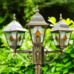 Reverbere Antibes Brun Dore, 3 Lumieres