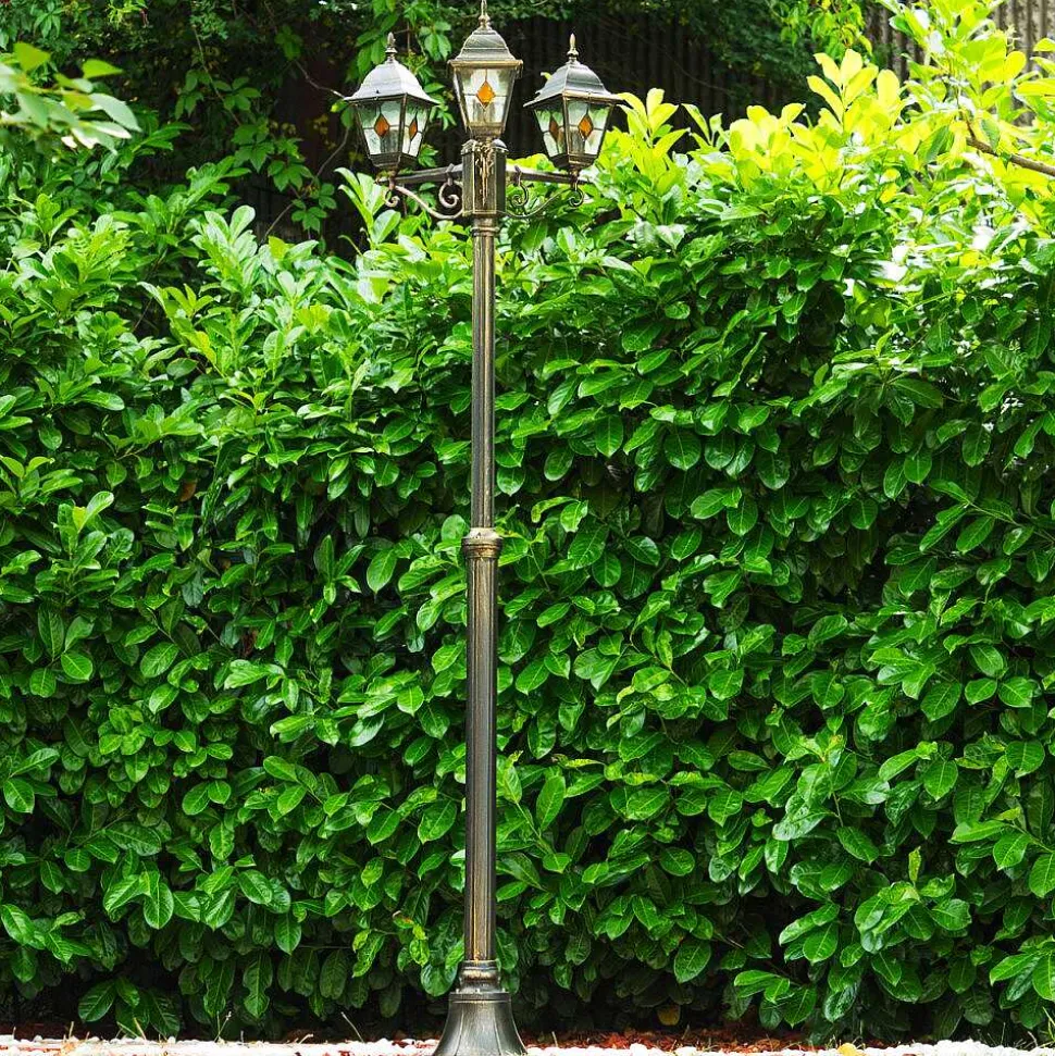 Reverbere Antibes Brun Dore, 3 Lumieres