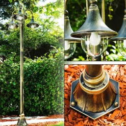 Reverbere Elgin Brun Dore, 3 Lumieres