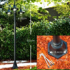 Reverbere Elgin Noir, 3 Lumieres