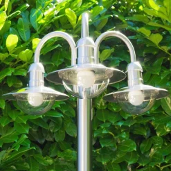 Reverbere Elima Acier Inoxydable, Transparent, 3 Lumieres