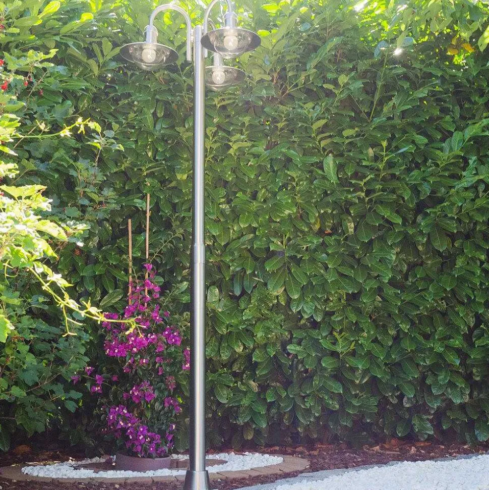 Reverbere Elima Acier Inoxydable, Transparent, 3 Lumieres