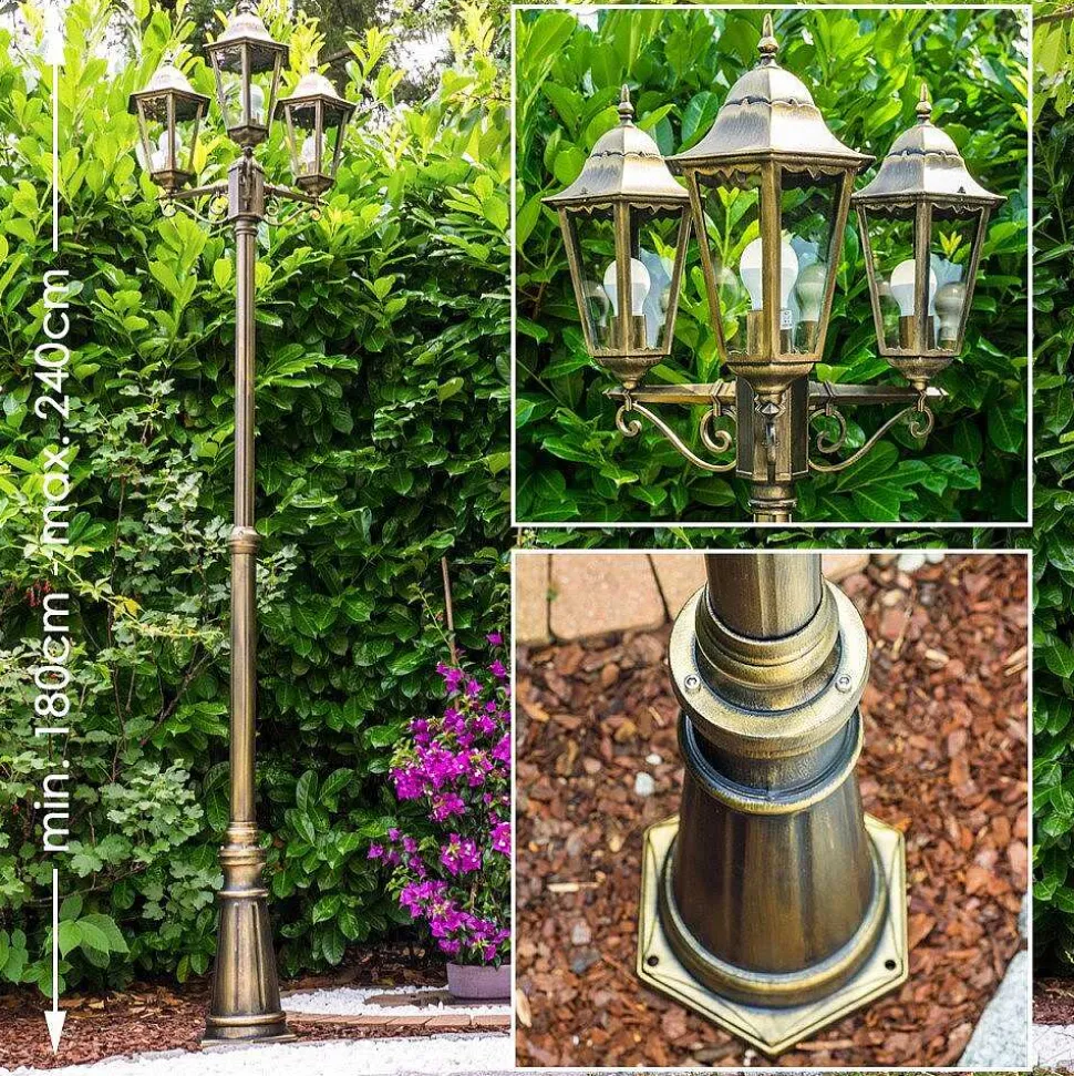 Reverbere Hong Kong Bronze Transparent, 3 Lumieres