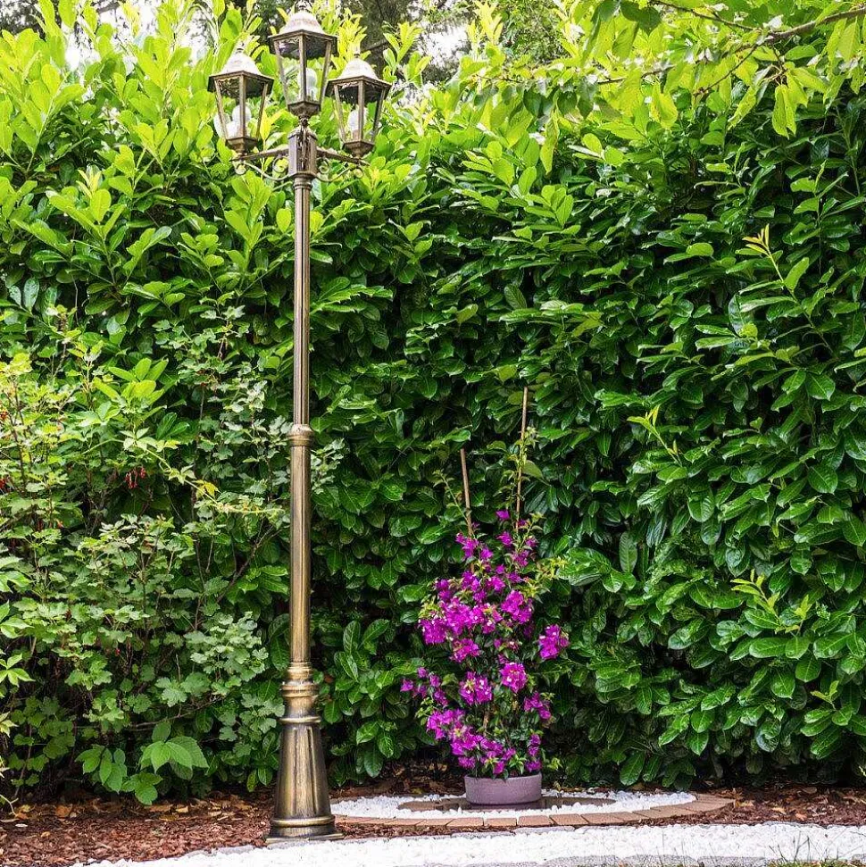 Reverbere Hong Kong Bronze Transparent, 3 Lumieres