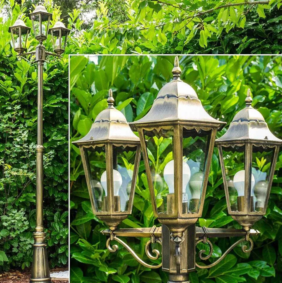 Reverbere Hong Kong Bronze Transparent, 3 Lumieres