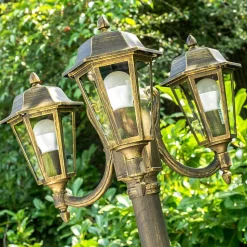 Reverbere Natal Noir Dore, 3 Lumieres