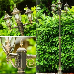 Reverbere Ribadeo Noir Dore, 3 Lumieres