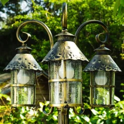 Reverbere Tolep Noir Dore, 3 Lumieres