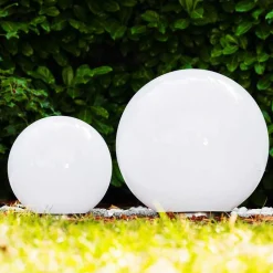 Set De Boules Lumineuses Solaires Led Acier Inoxydable, 2 Lumieres