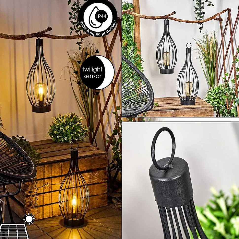 Set De Lampe De Table Solaire Quillagua Led Noir, 1 Lumiere