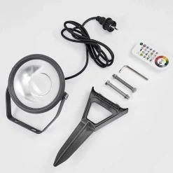 Spot De Jardin Phniet Led Noir, 1 Lumiere, Telecommandes, Changeur De Couleurs