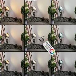 Spot De Jardin Phniet Led Noir, 1 Lumiere, Telecommandes, Changeur De Couleurs