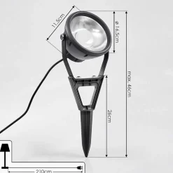 Spot De Jardin Phniet Led Noir, 1 Lumiere, Telecommandes, Changeur De Couleurs