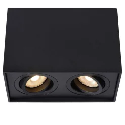 Spot De Plafond Lucide Tube Noir, 2 Lumieres