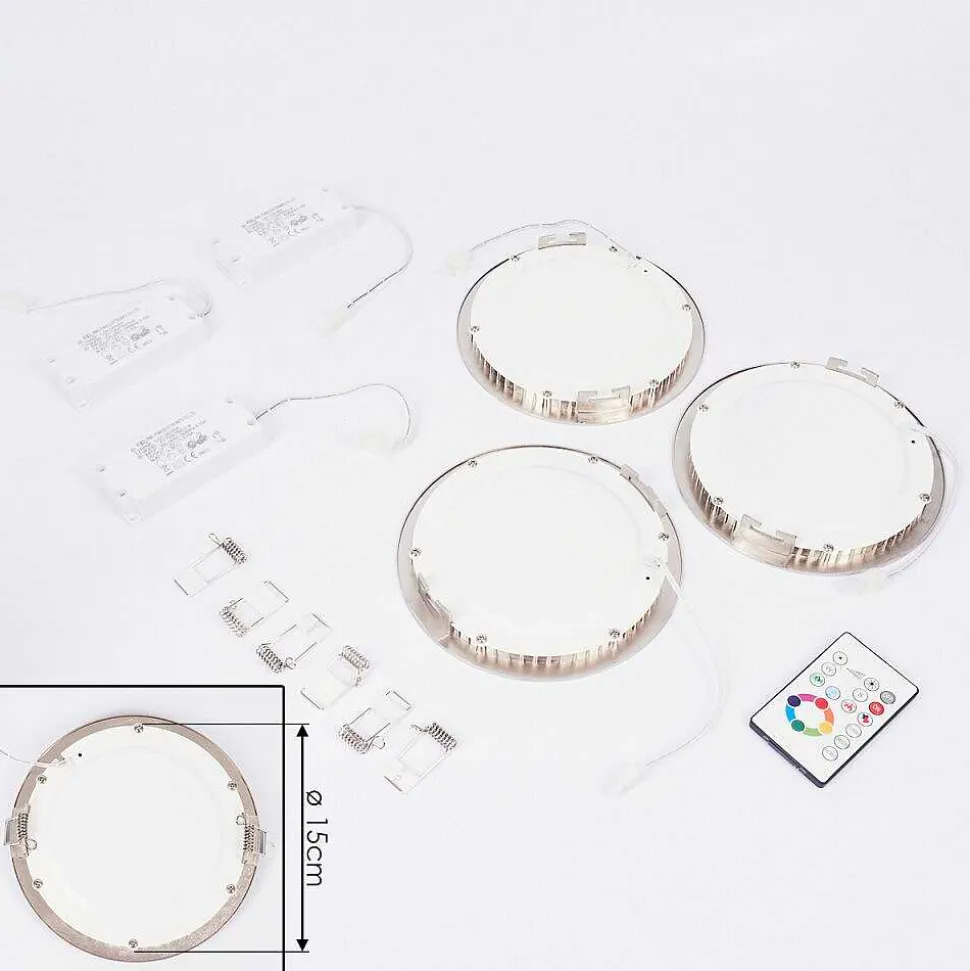 Spot Encastrable Finsrud Led Nickel Mat, 1 Lumiere, Telecommandes, Changeur De Couleurs