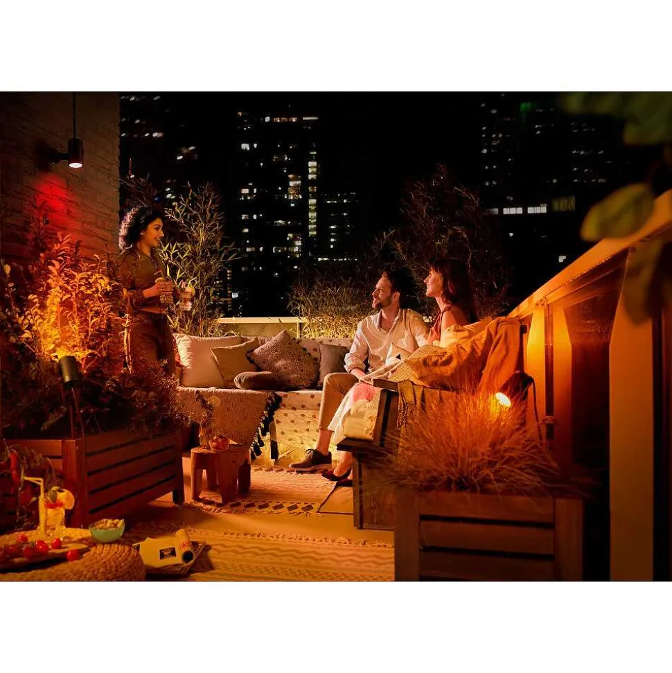 Spot, Set D'Extension Philips Hue Ambiance White & Color Waca Lily Led Noir, 1 Lumiere, Changeur De Couleurs