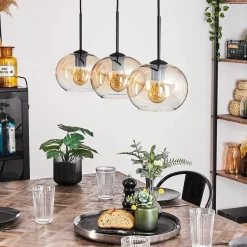 Suspension - Verre Apedo Ambre, Clair, 3 Lumieres