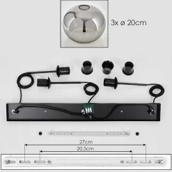 Suspension - Verre Apedo Fume, 3 Lumieres