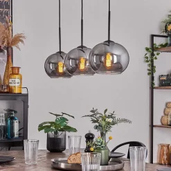 Suspension - Verre Apedo Fume, 3 Lumieres