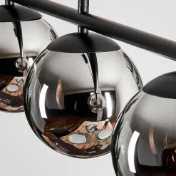 Suspension - Verre Gastor Chrome, Fume, 4 Lumieres