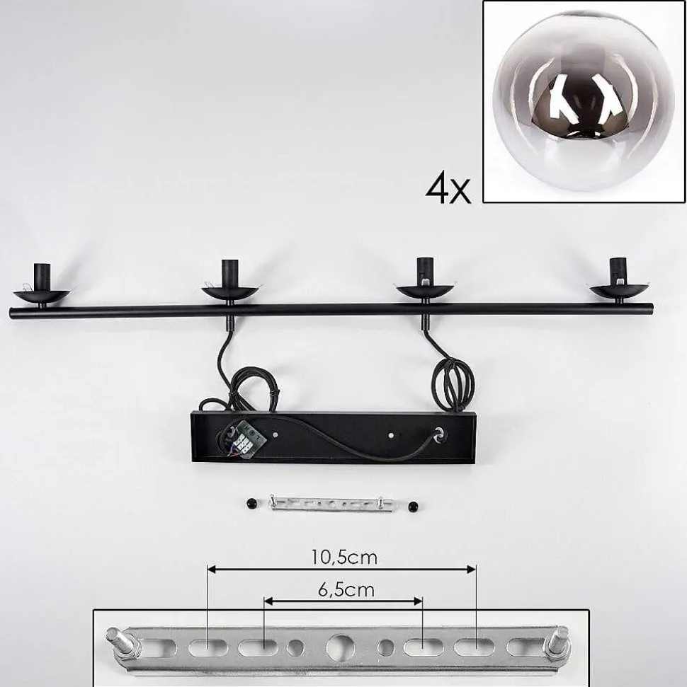 Suspension - Verre Gastor Chrome, Clair, Fume, 4 Lumieres
