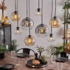 Suspension - Verre Koyoto Ambre, Clair, Fume, 8 Lumieres