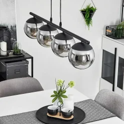 Suspension Agropoli Noir, 4 Lumieres