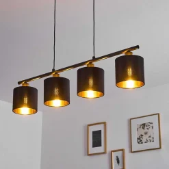 Suspension Alsen Noir, 4 Lumieres