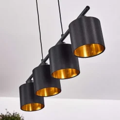 Suspension Alsen Noir, 4 Lumieres
