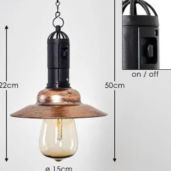 Suspension Anaheim Led Cuivre, Noir, 1 Lumiere