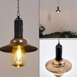 Suspension Anaheim Led Cuivre, Noir, 1 Lumiere