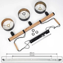 Suspension Chabian Brun, Couleur Bois, Noir, 3 Lumieres