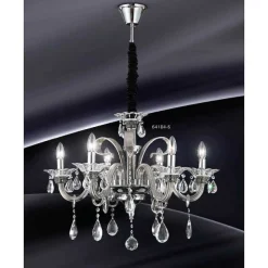 Suspension Globo Dunja Chrome, Transparent, 6 Lumieres