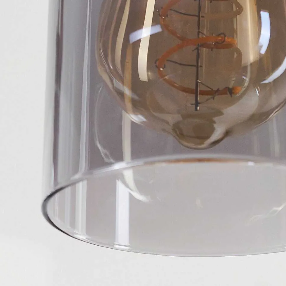 Suspension Hunouri Bois Fonce, Noir, 4 Lumieres