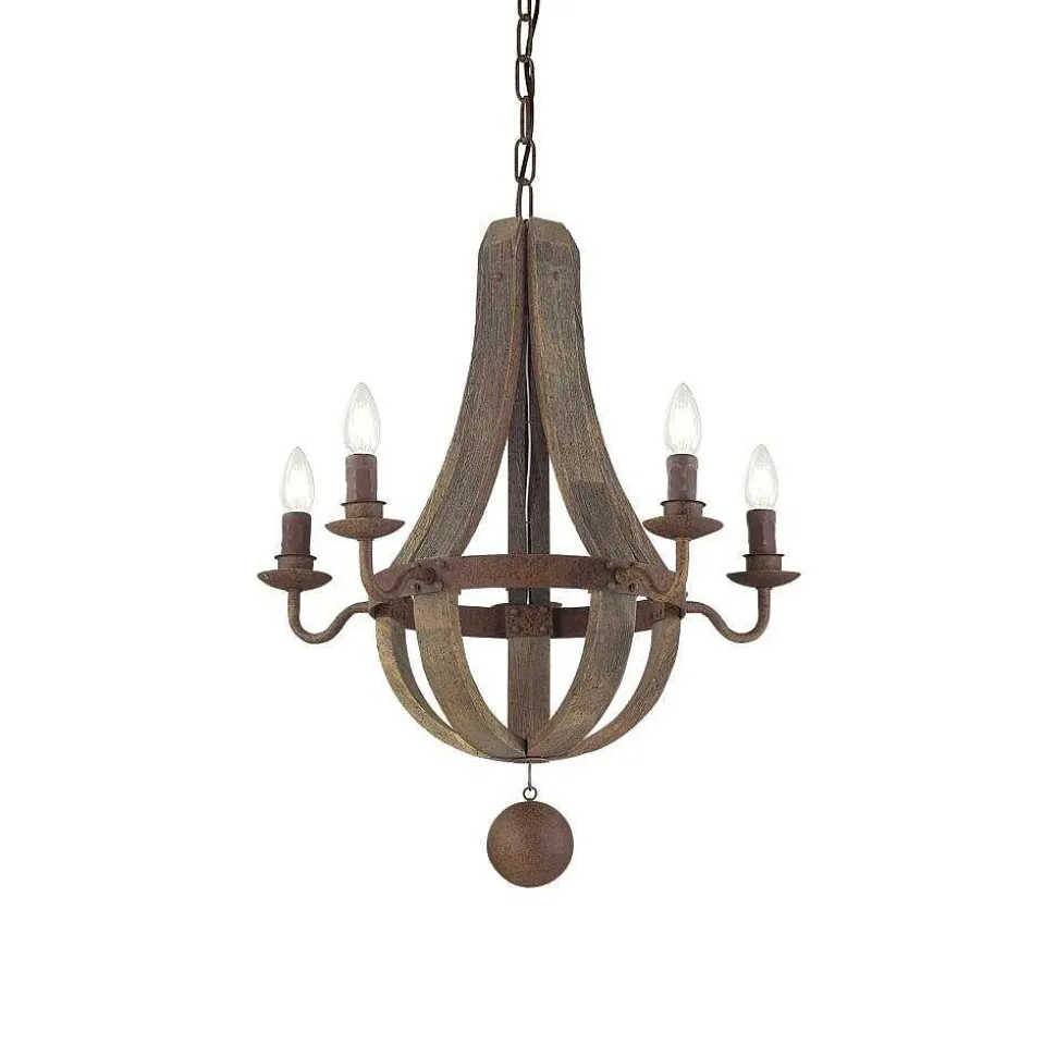 Suspension Ideal Lux Millennium Rouille, 5 Lumieres