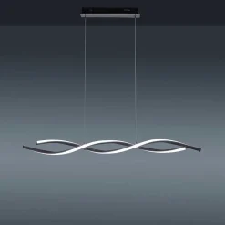 Suspension Leuchten-Direkt Lolasmart-Swing Led Acier Brosse, 2 Lumieres, Telecommandes, Changeur De Couleurs