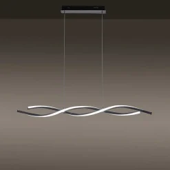 Suspension Leuchten-Direkt Lolasmart-Swing Led Acier Brosse, 2 Lumieres, Telecommandes, Changeur De Couleurs