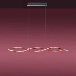 Suspension Leuchten-Direkt Lolasmart-Swing Led Acier Brosse, 2 Lumieres, Telecommandes, Changeur De Couleurs