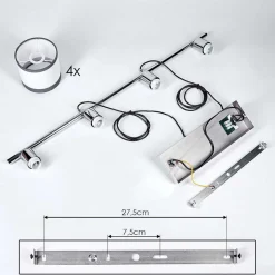 Suspension Lohobe Chrome, Noir, 4 Lumieres