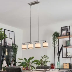 Suspension Lohobe Chrome, Noir, 4 Lumieres