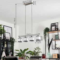 Suspension Lohobe Chrome, Noir, 4 Lumieres