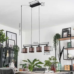 Suspension Lohobe Noir, 4 Lumieres