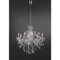 Suspension Paul Neuhaus Gracia Transparent, 8 Lumieres