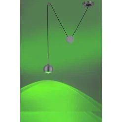 Suspension Paul Neuhaus Q-Adam Led Acier Inoxydable, 1 Lumiere, Telecommandes, Changeur De Couleurs